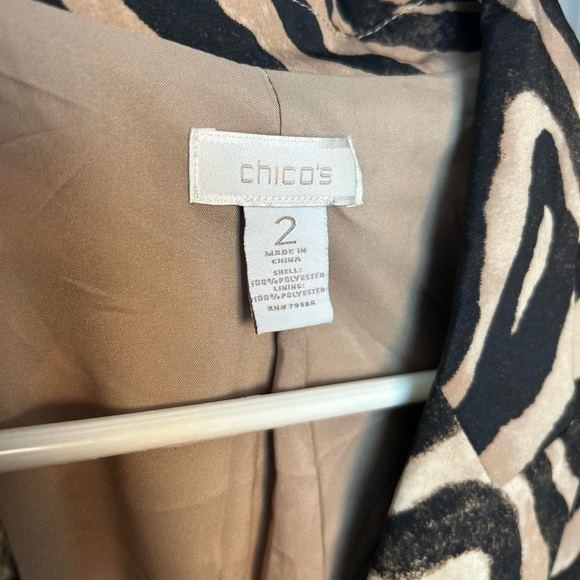 Chico’s Satin Zebra Blazer L / US 12 – Neutral Chic Statement Jacket - Picture 6 of 10